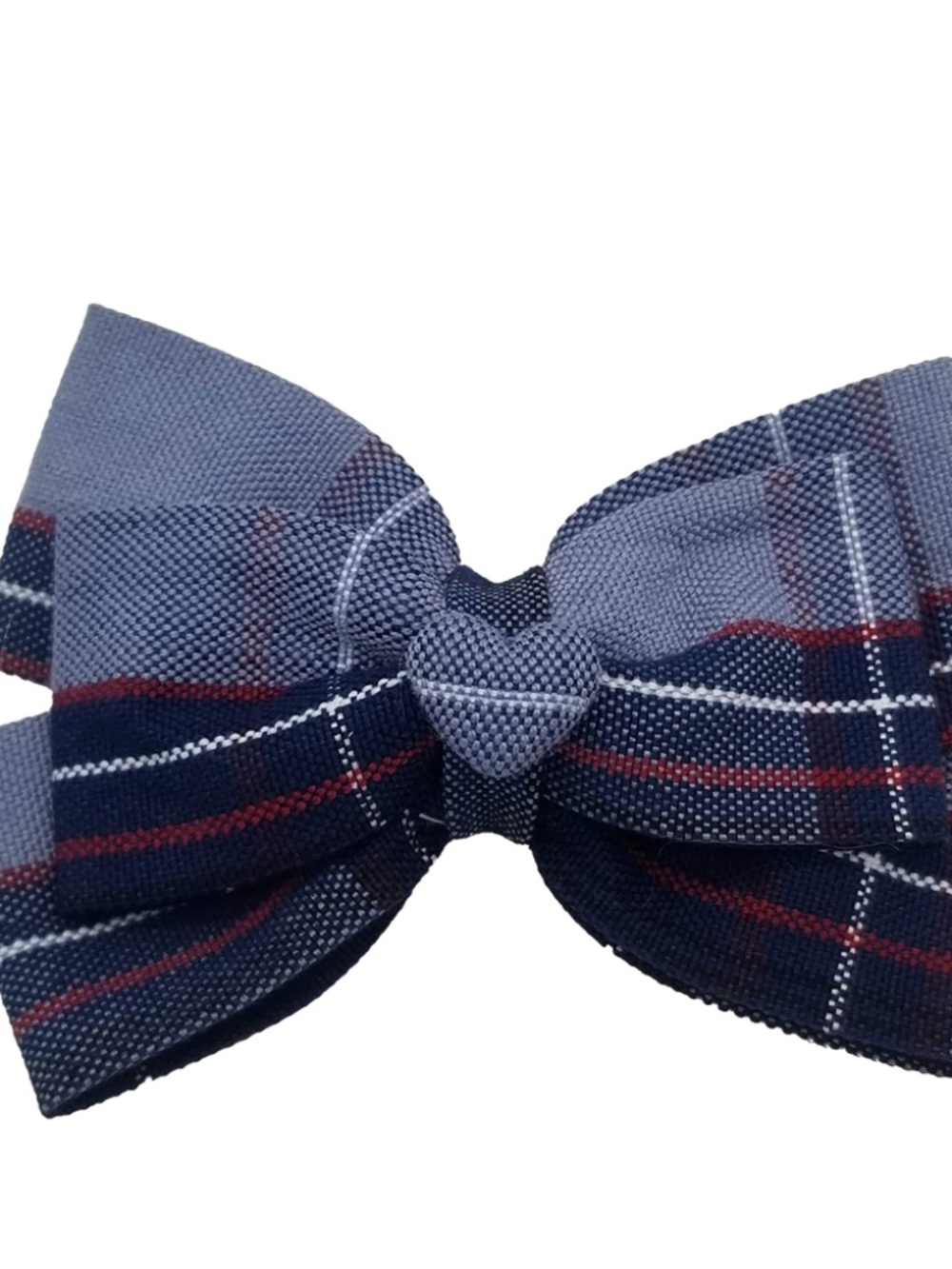 Back to School Uniform Plaid Small Bow with Heart Button Center- Plaid 82